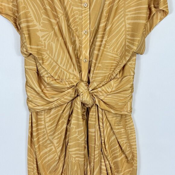 Nina Parker Golden Palm Tie Front Ruched Shirt Dress Women's Size 3X NEW NWT‎ - Picture 4 of 8
